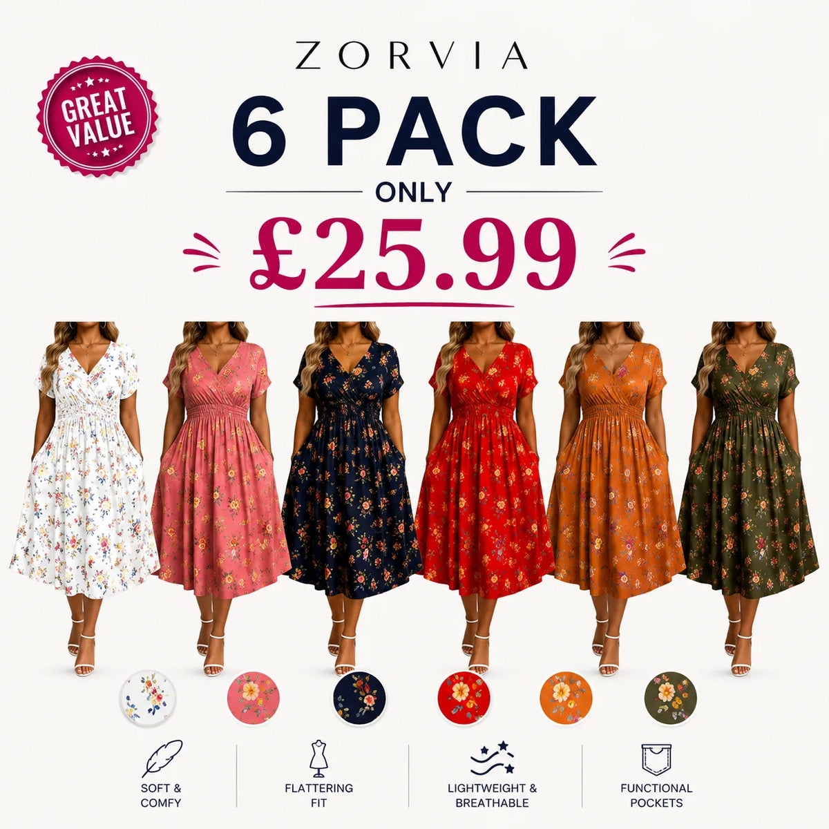 Women's Floral V-Neck Dress – Elegant Waist-Twist Design for Any Occasion