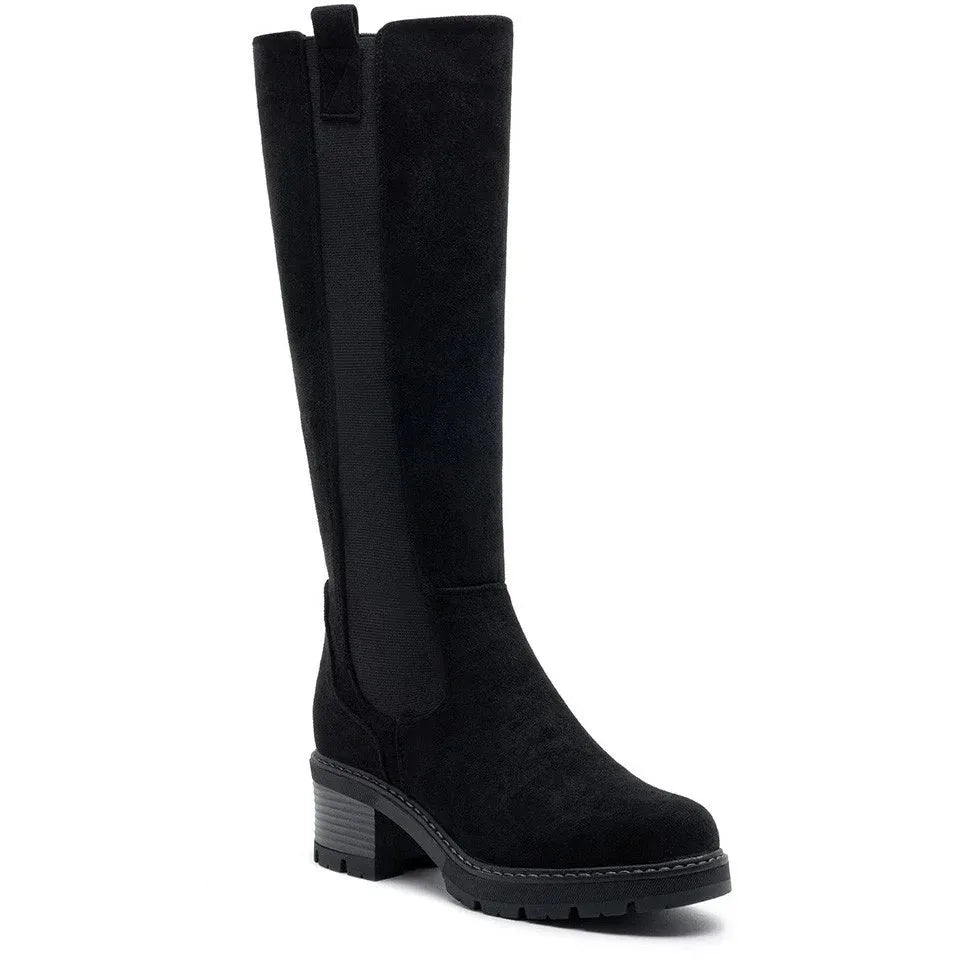 Faux Suede Knee High Stretch Boot